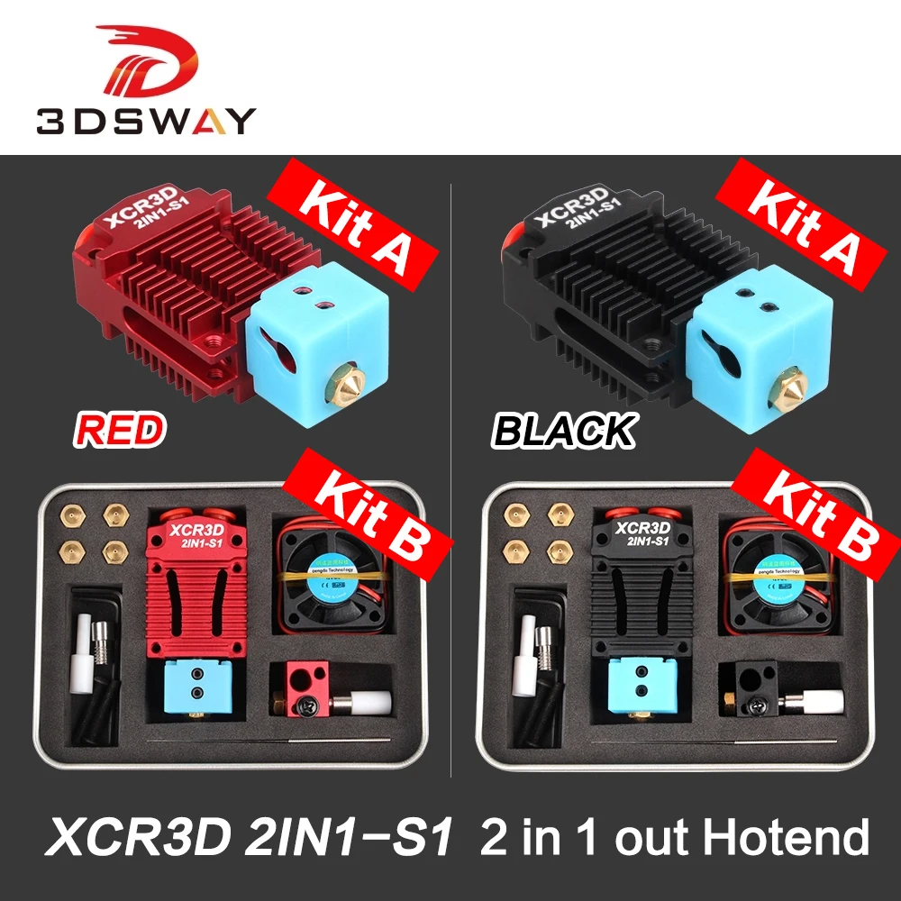 3DSWAY 3D-принтеры Запчасти XCR3D 2IN1-S1 Hotend 2 в 1 из коммутатор Цвет Полет космического
