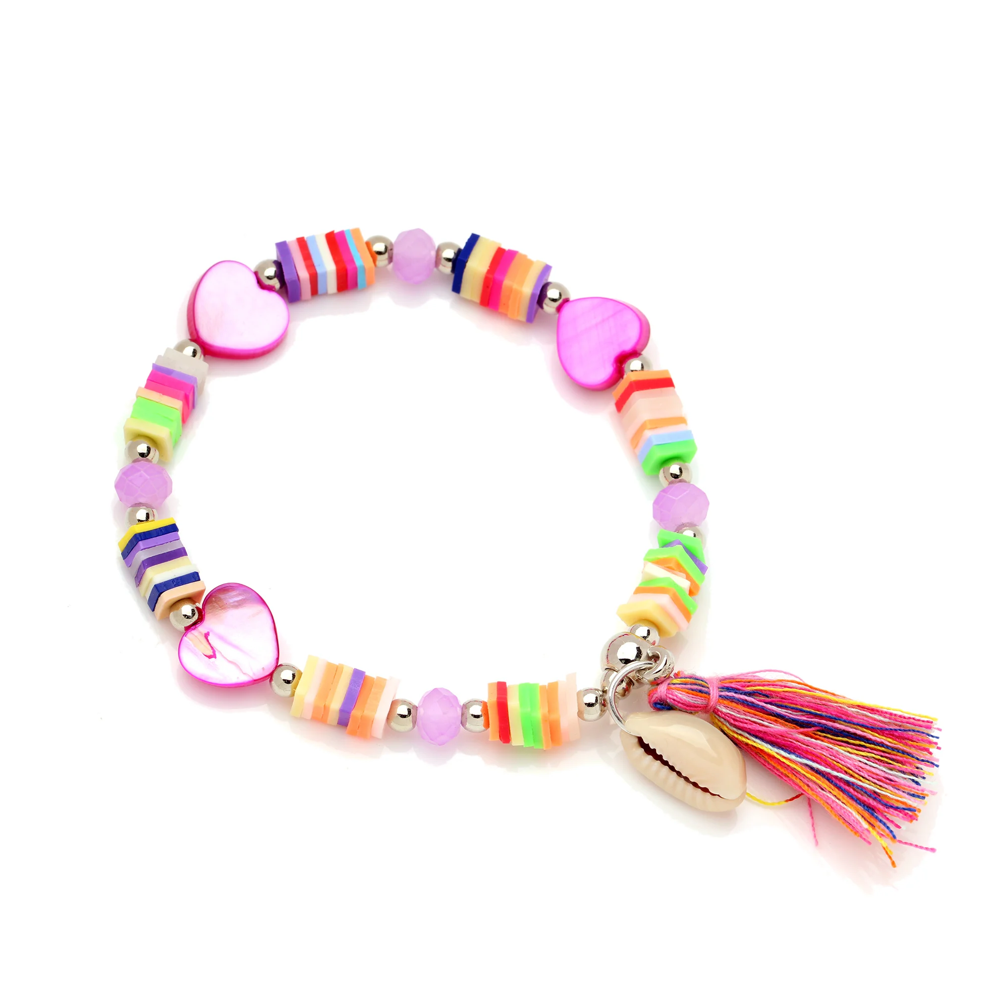 Boho Heishi бусы Love Heart Cowrie Seashell длинные кисточки стрейч браслеты для женщин и мужчин