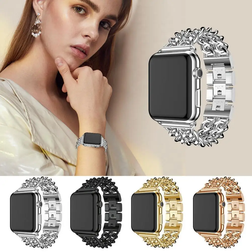 

Ремешок из нержавеющей стали для Apple Watch 6 5 44 мм 40 мм, металлический звеньевой браслет для IWatch, Apple Watch Series 1 2 3 42 мм 38 мм
