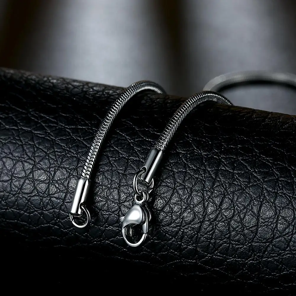 

100% Solid Stainless Steel Necklace 1 mm Width 18'' - 28'' Inches Snake Chain Fashion Jewelry for Men/Women