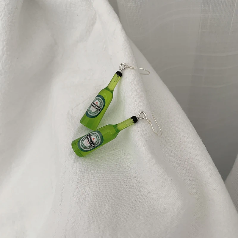 New Personality Beer Bottle Earring Female Cute Resin Fake Glass Earrings For Women Jewelry Creative Gift |