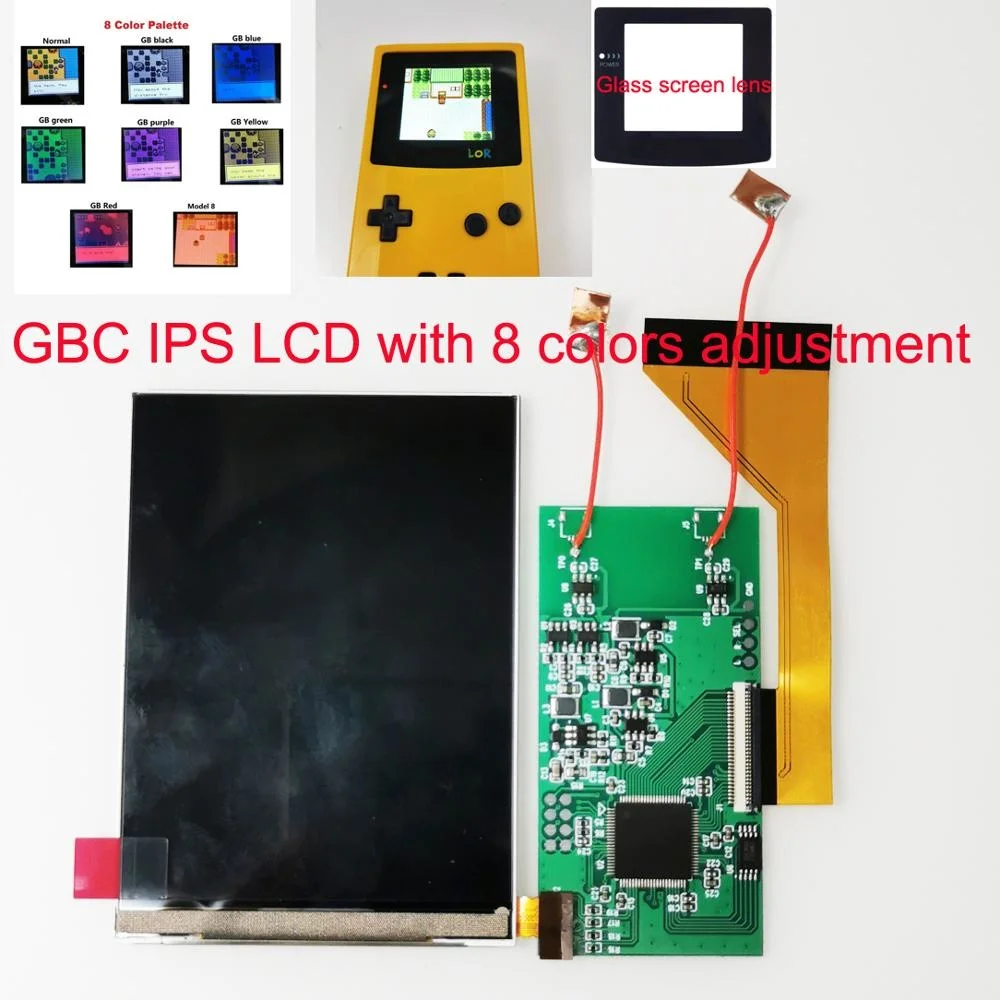 

Full Screen Display GBC IPS LCD Backlight for Gameboy Color LCD screen color model adjustment With Pre-cut Shell housing