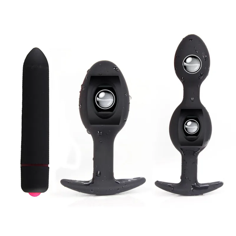 Силиконовая Анальная пробка анальные игрушки для женщин с внутренними шариками