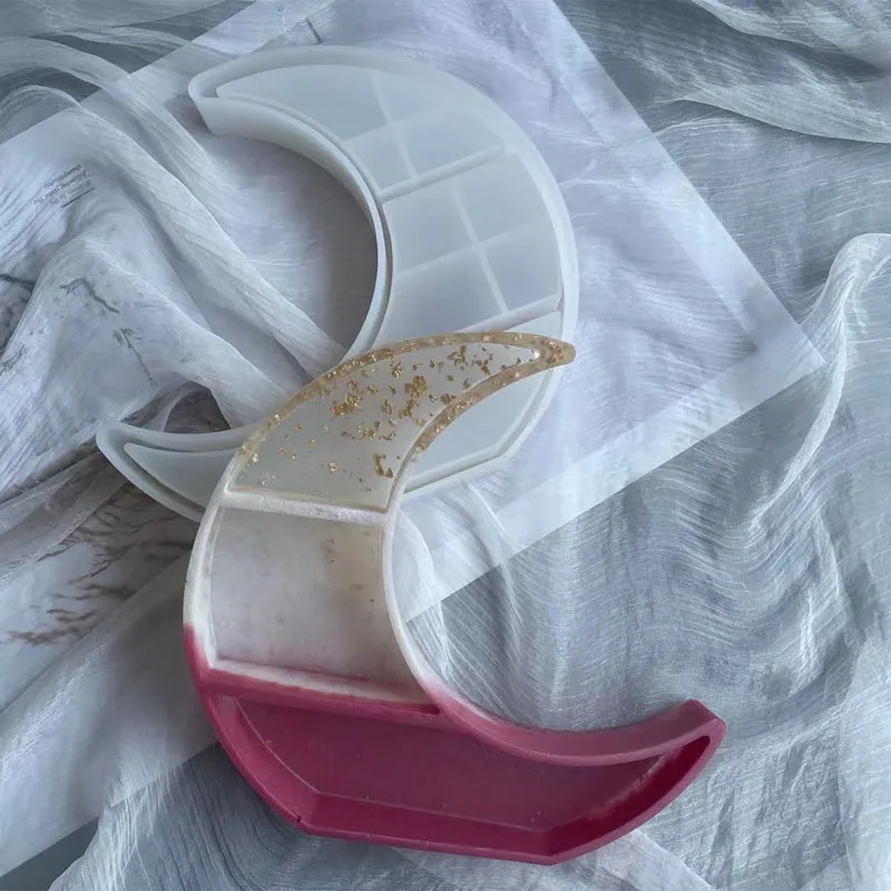 

Aouke Epoxy Resin DIY Moon Tray Storage Box Silicone Mold Desktop Tray Ornaments Moon Storage Box Jewelry Silicone Mold