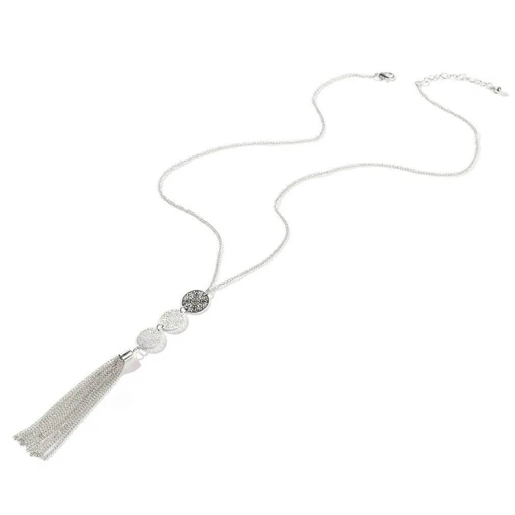

Female Geometric Jewelry Pendant Necklace Long Triple Circular Chain Necklaces Dress For Womens Neck Collar