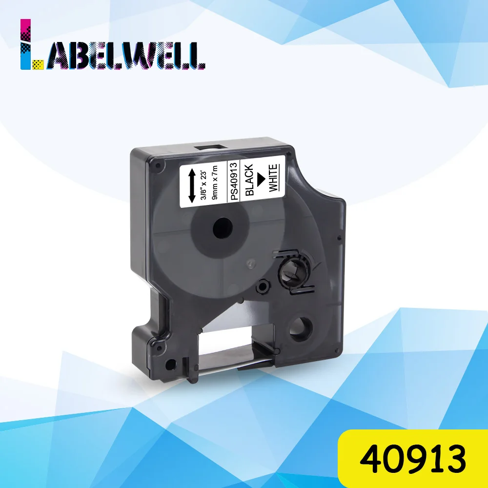 Labelwell 40913 Совместимость с Dymo D1 9 мм черная на белой этикетке Лента Замена для