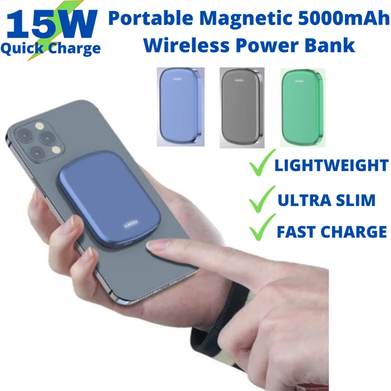 

2021 NEW 10000mAh Portable Magnetic Wireless Power Bank For Iphone 12 13 Pro Max 15W Fast Charger Mobile Phone External Battery