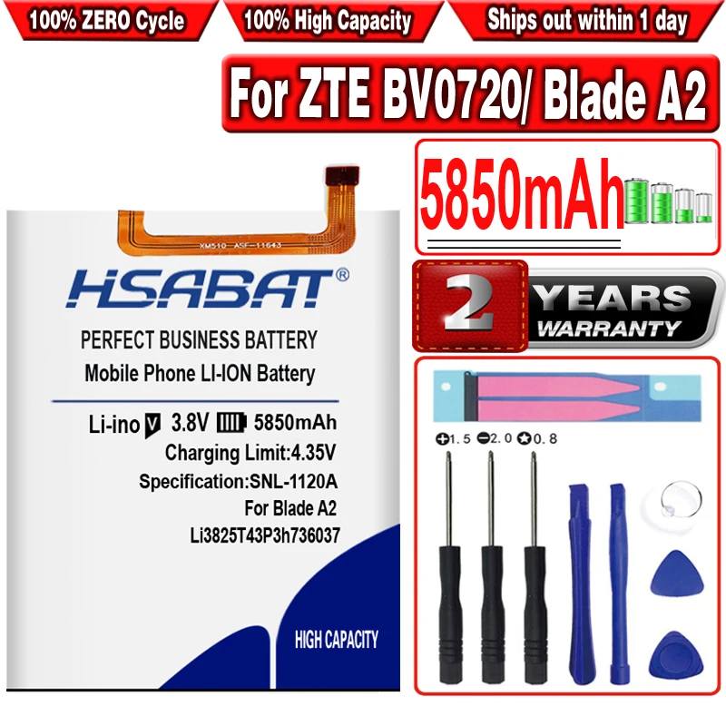 Аккумулятор HSABAT Li3825T43P3h736037 5850 мАч для ZTE BV0720 Blade A2 V7 Lite две SIM карты|battery for|battery for