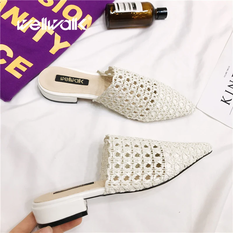 Высокие тапочки тканые Шлепанцы из тростникового материала женская обувь с