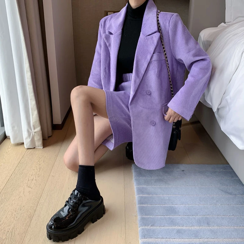 Женский вельветовый пиджак Sungtin костюм из двух предметов с короткой юбкой и