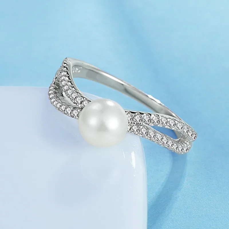Женское кольцо с жемчугом KALETINE из стерлингового серебра 925 пробы кубическим