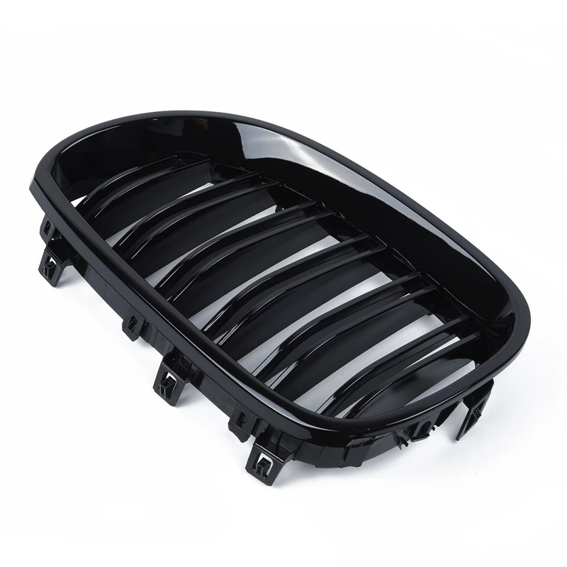 1 пара глянцевый черный Передний почечный гриль двойная планка линия решетка для