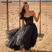 smileven black sweetheart short prom dresses ankle length puffy tulle evening gowns corset formal party gowns for girls