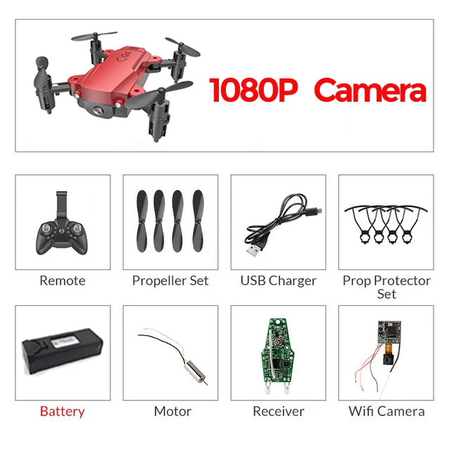 RC WiFi FPV дроны 4K широкоугольная камера RC вертолет 1080P HD камера Квадрокоптер самолет Квадрокоптер воздушная видео VS M69G E58 - Цвет: Red 1080P