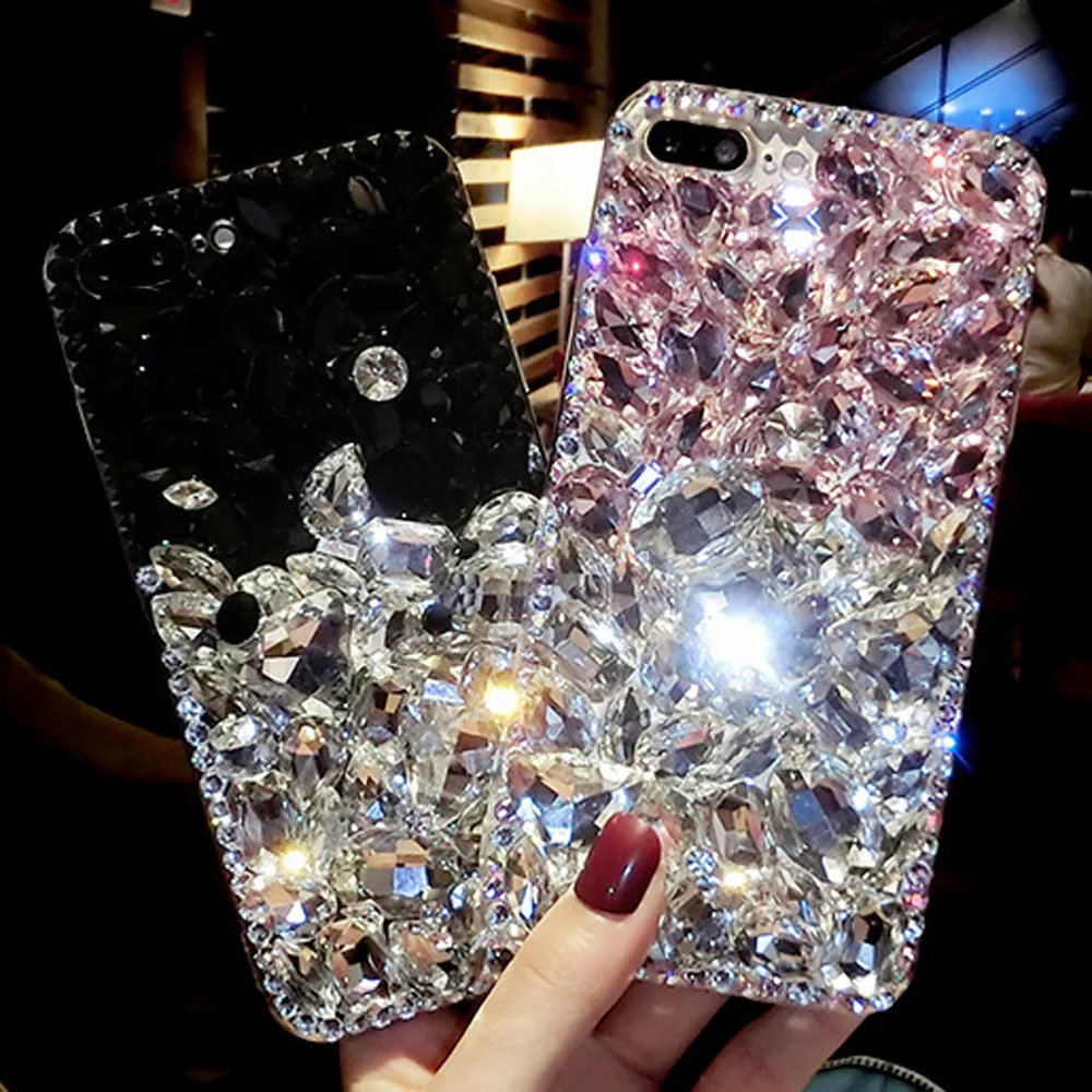 Sunjolly Стразы чехол 3D Алмазный Блестящий розовый черный для телефона coque capa Xiaomi Redmi