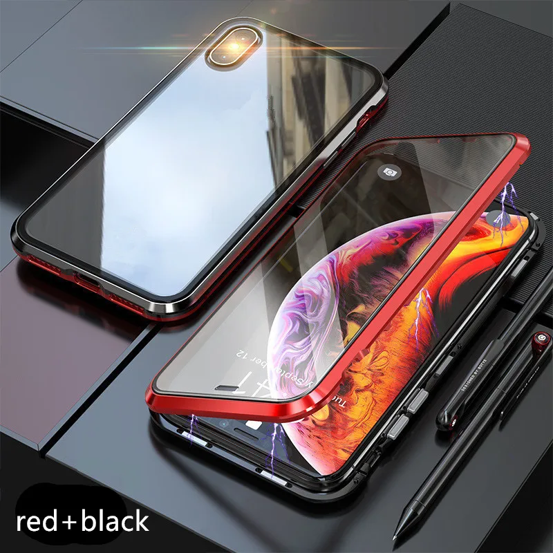 Металлический магнитный адсорбционный чехол для IPhone XS MAX X XR 8 7 Plus 6 6s