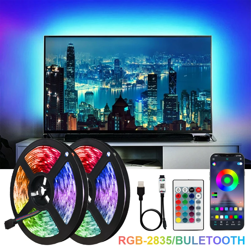

LED Strip Lights LED Lighting DC5V SMD2835 RGB Flexible Tape Diode 3 Key Bluetooth Remote Control TV Back ground Luces led Decor