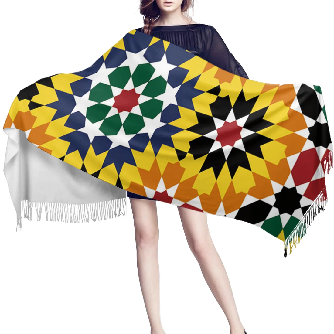 Художественные цвета цветы звезда зимний шарф женский кашемировый с кисточкой