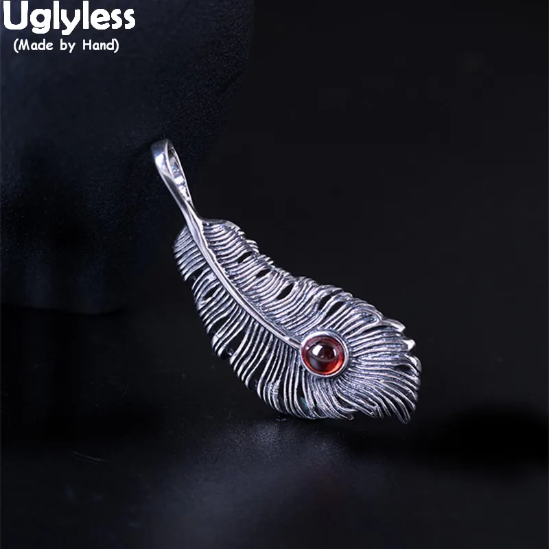 

Тайские серебряные подвески Uglyless ожерелья для женщин ожерелья «Гранат» настоящие искусственные серебряные перья ювелирные изделия драгоц...