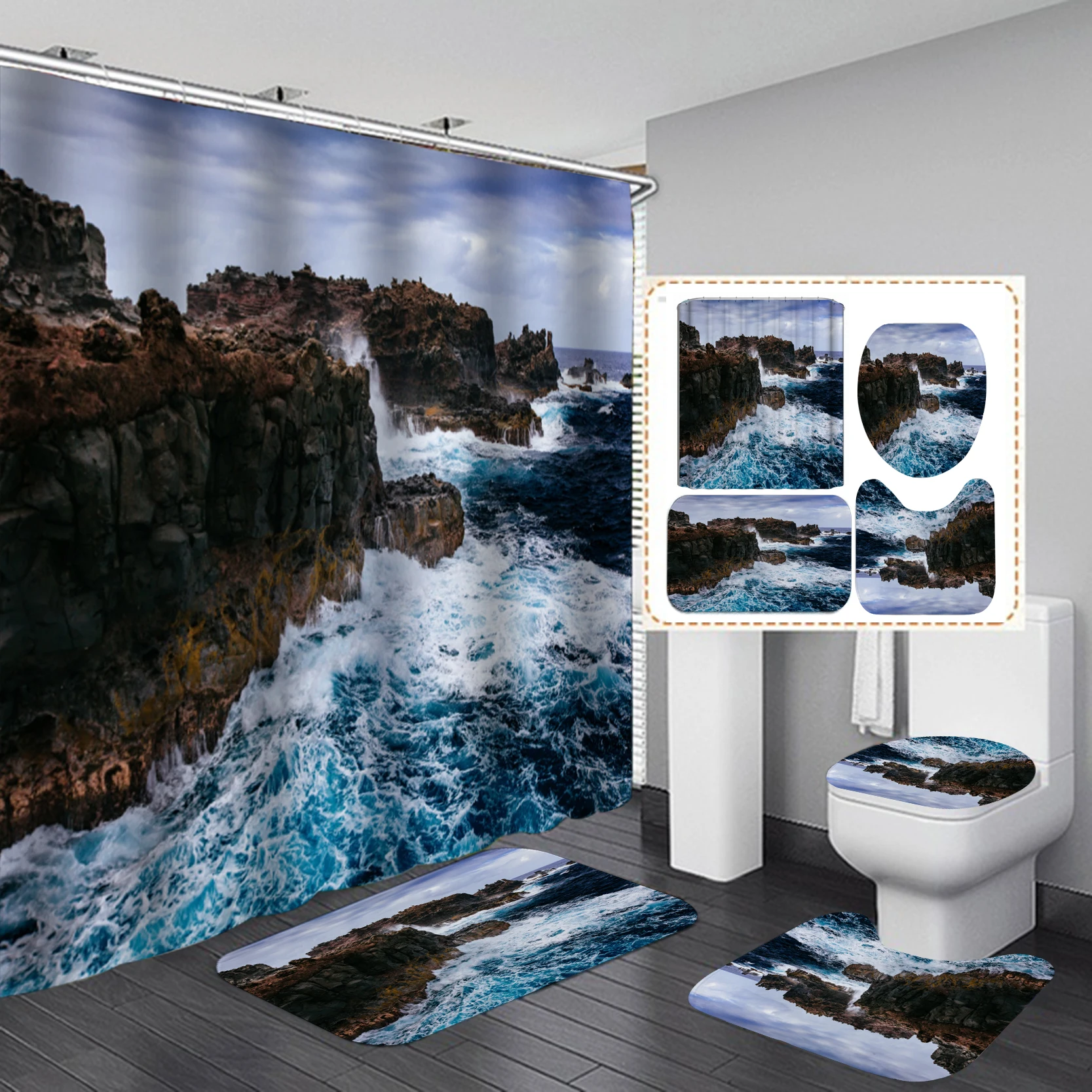 Прибрежных пейзажи пляж водонепроницаемый ткань душ Шторы Ванная комната s море