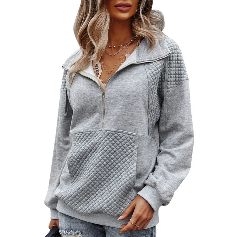 

Autumn Winter Hoodies Women Loose Sweatshirts Solid Color Long Sleeve Sexy Stand Collar Pullover Tops YUJH1
