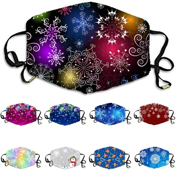 

Spot Men And Women Black Christmas Party Dustproof Cotton Water Washable Printed Party Mask