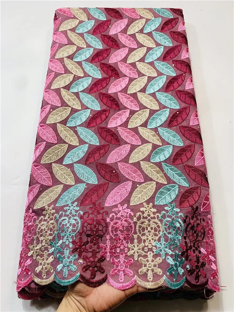 

Fashion African 100% Cotton Fabric Swiss Voile Lace fabric stones Embroidery Swiss Lace Fabric for Dress FYIN1133