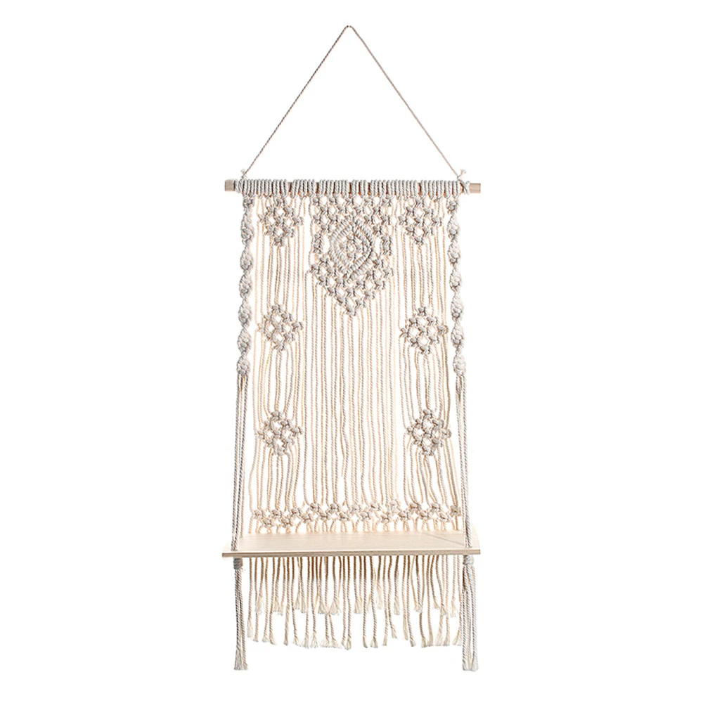 Soporte para maceta de flores para colgar en la pared, estante de almacenamiento de tapiz bohemio, dise&ntilde;o &uacute;nico hecho a mano, 36x65cm, decoraci&oacute;n Bohemia para el hogar-0