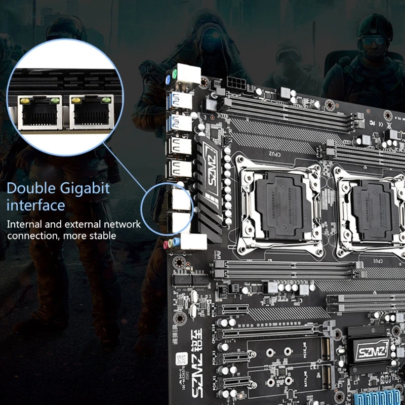 Verkaufen X99 Z8 Dual Desktop Motherboard CPU Buchse PCI-E Express 16X USB 3,0 Slots DDR4 * 8 Memory Slot M.2 NVME M.2 SATA3.0 * 9 SSD