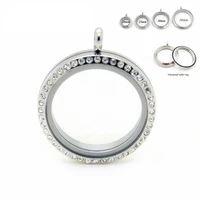 new screw waterproof stainless steel floating locket pendant with rhinestone living memory glass locket fathers day gift