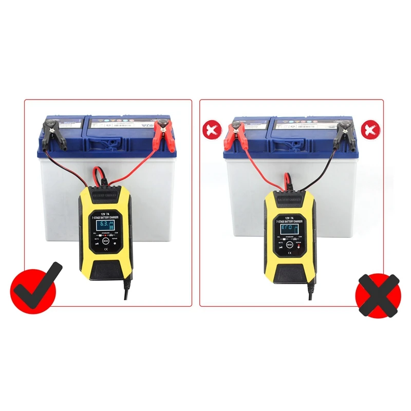 

FOXSUR 12V 7A 7-Stage Pulse Battery Charge for EFB GEL WET AGM Car Motorcycle Battery Charger