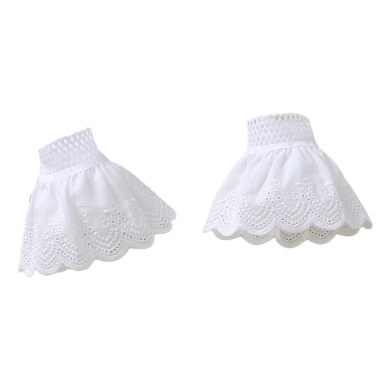 

28GD Korean Women Romantic Hollow Out Lace Pleated Horn Cuff Detachable Stretch Fake Arm Sleevee Bracelet Sweater Decorative