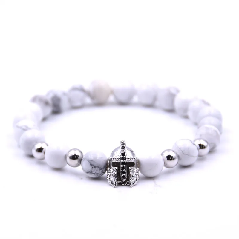 Природные сосновые браслет из каменных бус для Для мужчин со шлемом микро