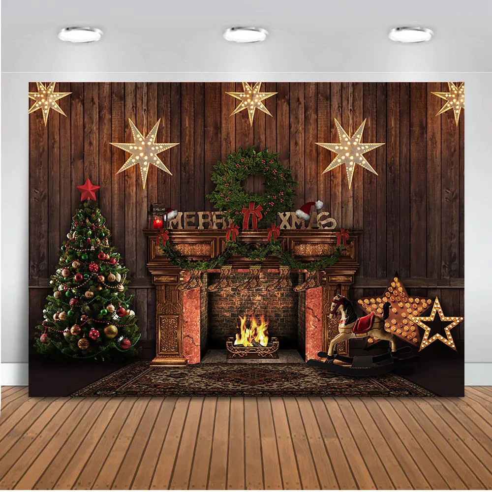 Рождественский камин фон для фотостудии винтажный Ретро фотографии