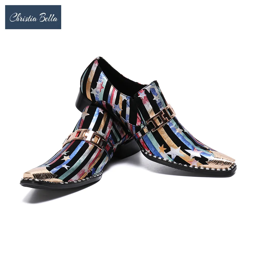 Christia Bella с модным принтом Мужская обувь из натуральной кожи Обувь в деловом стиле