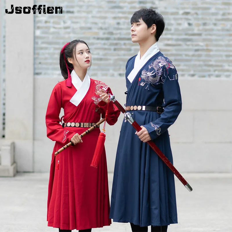 Original Woman Man Couples Traditional Hganfu Costume Ming Dynasty Swordsman Cosplay Costume Chinese Ancient Folk Dance Outfit