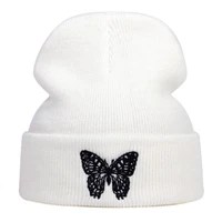 unisex hats knitted men women butterfly embroidered wool hat berets knitted beanies hip hop style