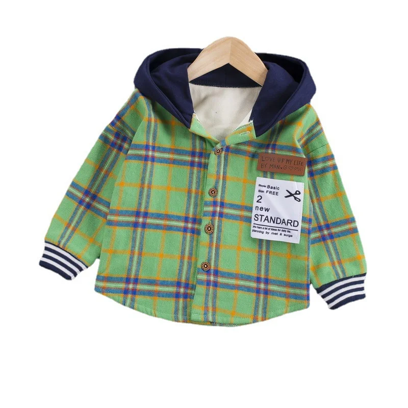 

New Winter Baby Boys Girls Cotton Clothes Children Plaid Hooded Jacket Autumn Toddler Casual Costume Infant Kids Fashion Hoodies