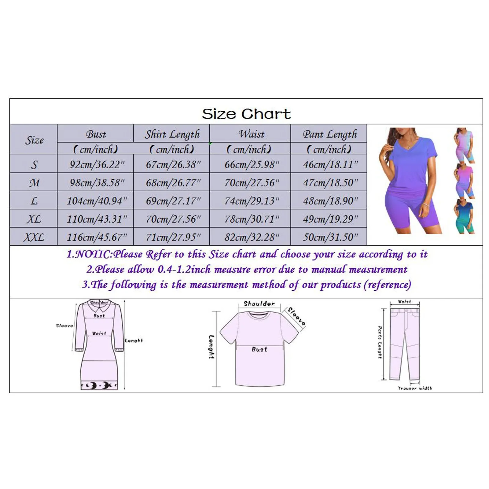 

Women's Shorts Set Summer Gradient Tie Dye Print Short Sleeve V Neck Two Piece Outfits Biker Short Set Triangulo Verano#40