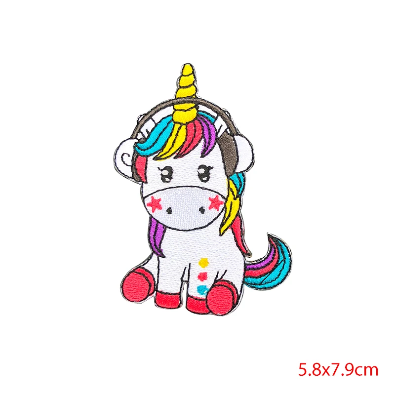 Мультфильм животных Единорог Альпака аксессуары DIY нашивки в полоску вышитая