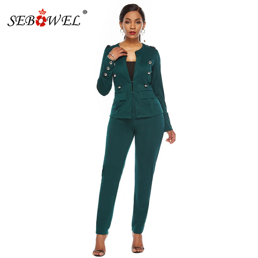 SEBOWEL/модный осенний женский костюм с длинными рукавами из 2 предметов пуговицами