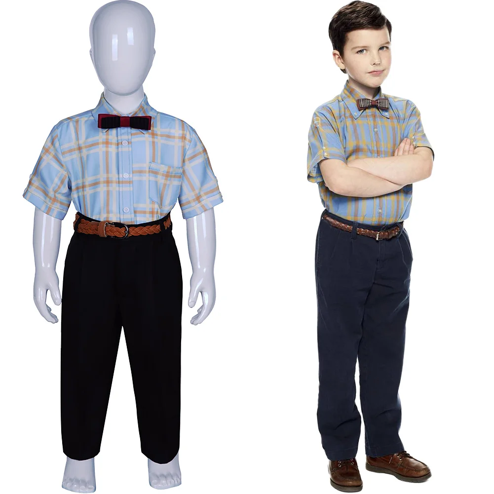 Костюм для косплея детей маленький Шелдон Сезон 3 рубашка + брюки полный костюм| |