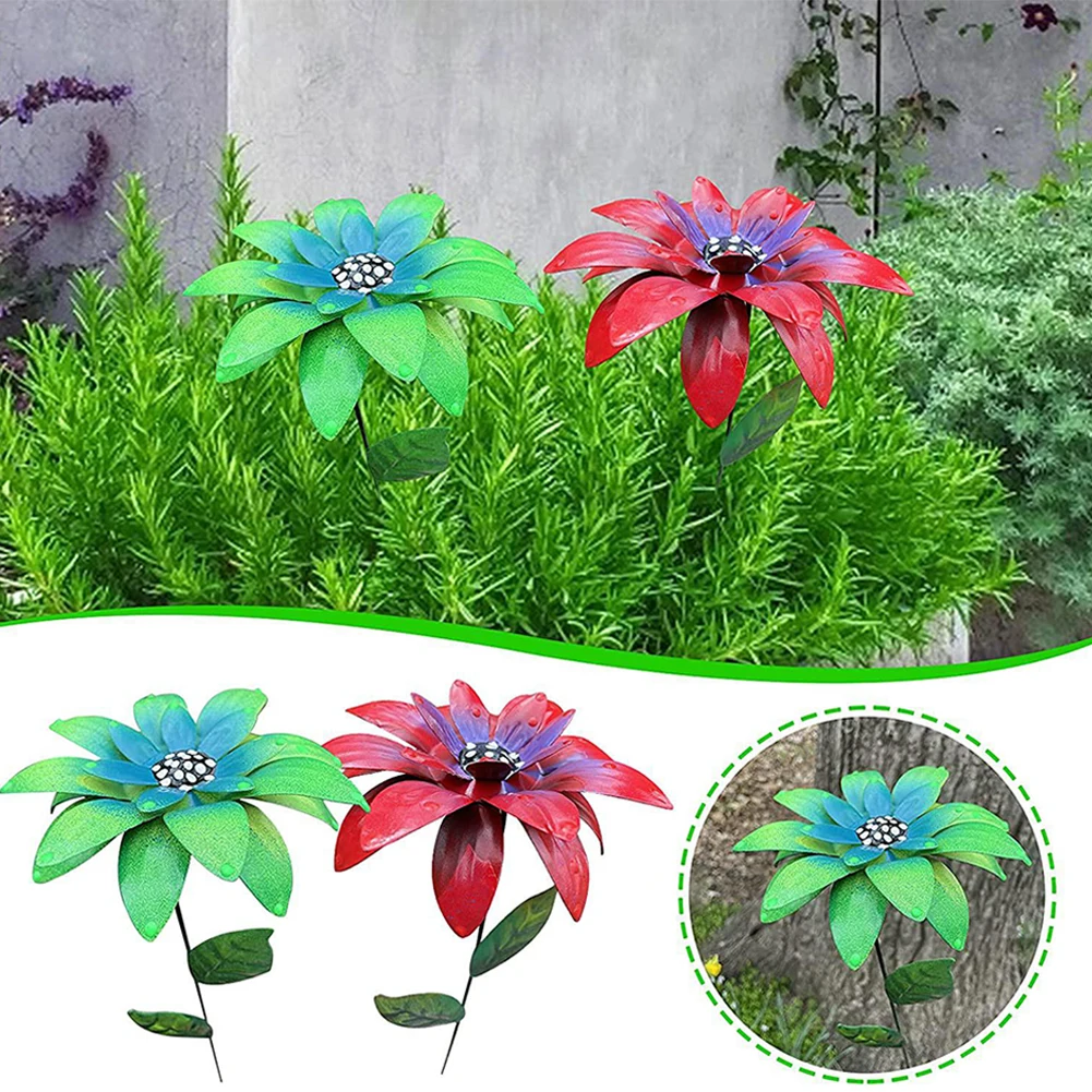 

7PCS/Set Metal Daylily Flower Garden Stakes Iron Crafts decor Hand Forged Metal Garden Art Home yard garden Decoration