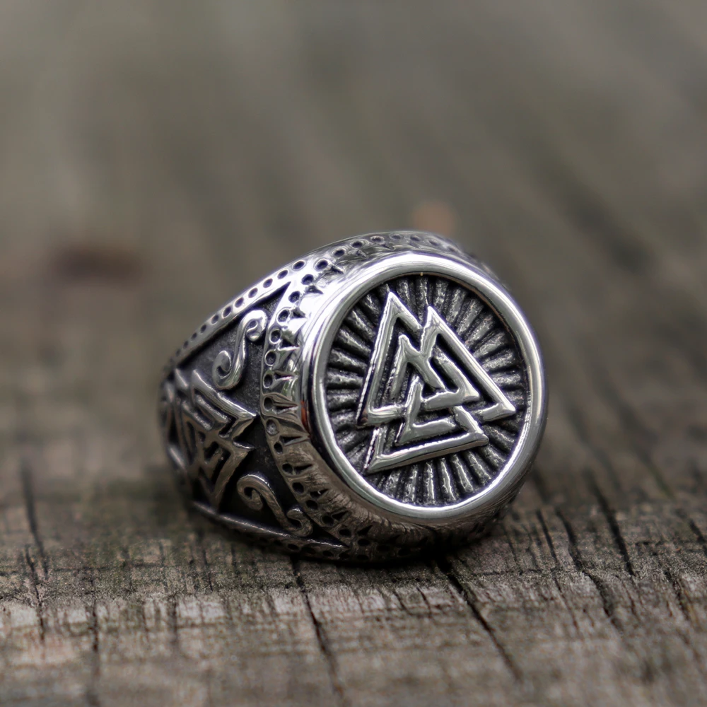 Мужское кольцо Viking из нержавеющей стали Valknut Norse стиль Odin руны кольца-Амулеты серебряные ювелирные изделия Norse