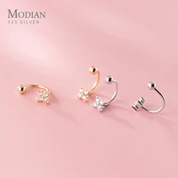modian glittering zircon mini cute plant clover anti allergy 925 sterling silver stud earring for women fine jewelry kids gift