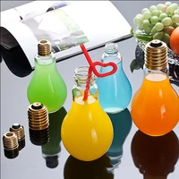 2021 new creative bulb water bottle fashionable and lovely milk bulb shape leak proof glass bottle party
