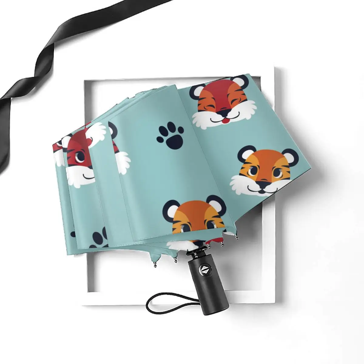 Prezzo Cute Tiger And Paws Ombrello Rovesciato Pieghevole Automatico Antivento Paraguas Portatili Per Uomo Donna