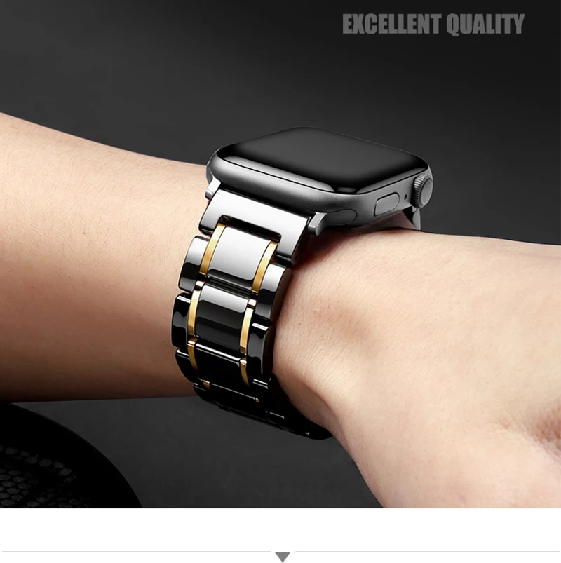 Suitable for Apple Watch 6 5 4 3 2 SE series luxury ceramic strap iWatch 544 40 42 38mm stainless steel ceramic strap wristband