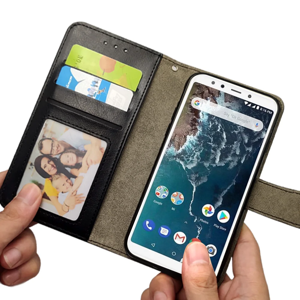 Роскошный Винтажный чехол для Xiaomi Mi a1 A2 A3 Lite чехол Флип кожаный чехол для Xiaomi Mi A2 Lite кошелек Телефон Силиконовый Футляр для карт