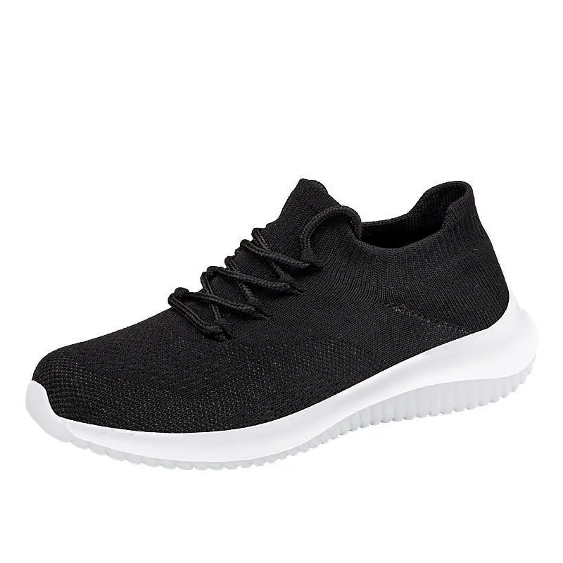 

New Lady Sport Running Sneakers Breathable Slip-on Lazy Shoes Lightweight Outdoor Jogging Flat Footwear Women Casual Black Shoe